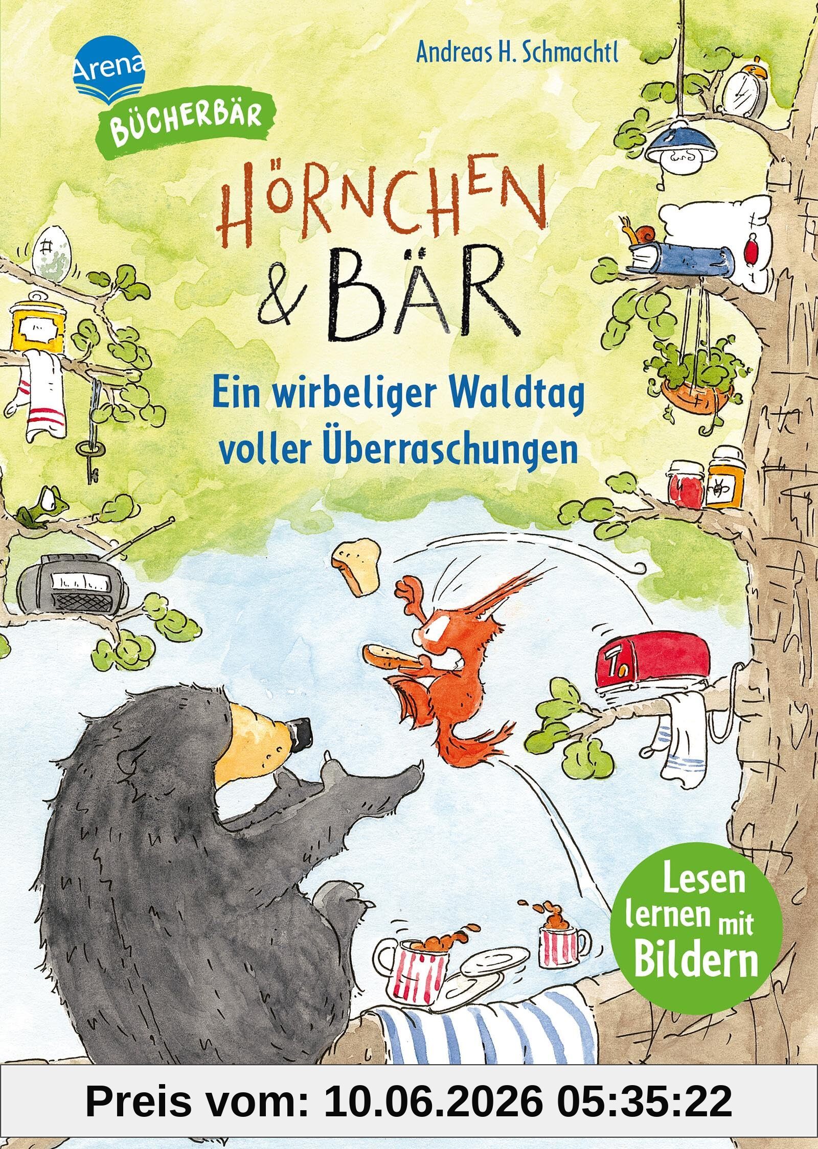 Hörnchen & Bär. Ein wirbeliger Waldtag voller Überraschungen: Der Bücherbär. Lesen lernen mit Bildern. Zum Vor- und Mitlesen. Bilder ersetzen Hauptwörter