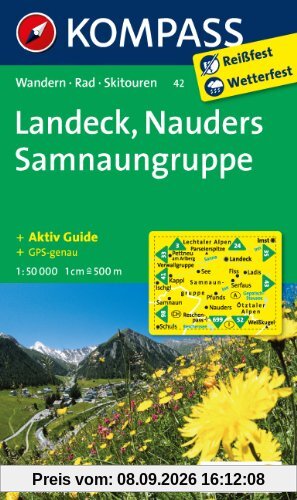 Landeck - Nauders - Samnaungruppe: Wanderkarte mit Aktiv Guide, alpinen Skirouten und Radrouten. GPS-genau. 1:50000