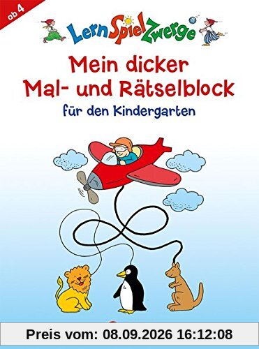 Mein dicker Mal- und Rätselblock für den Kindergarten (LernspielZwerge - Sammelblock)