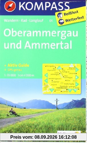 Oberammergau und Ammertal 1 : 35 000: Wanderkarte mit Tourenführer, Radwegen und Loipen. GPS-genau. Hochplatte - Garmisch-Partenkirchen - Krottenkopf - Oberammergau - Ammergauer Alpen