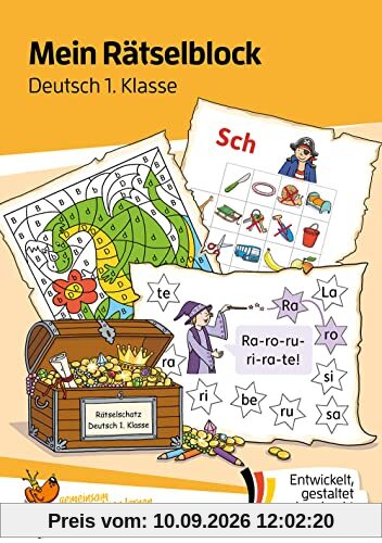 Mein Rätselblock Deutsch 1. Klasse: Rätsel für kluge Köpfe mit Lösungen - Förderung mit Freude (Das Rätselbuch für die Grundschule, Band 681)