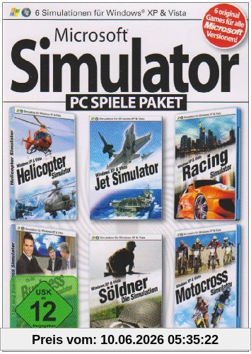 Microsoft Simulator PC Spiele Paket (Helicopter Simulator / Jet Simulator / Racing Simulator / Motocross Simulator / Business Simulator / Söldner - Die Simulation)
