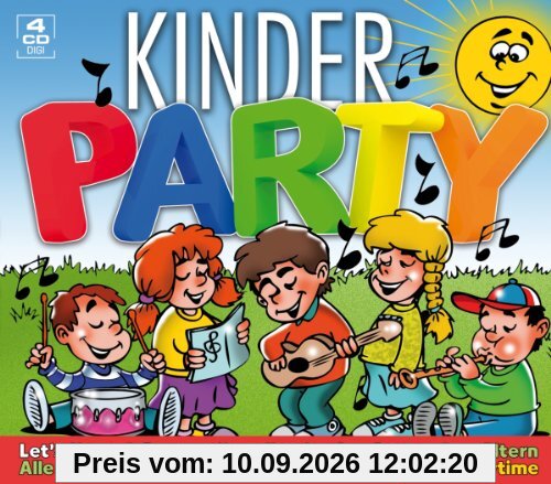 Kinderparty (56 Kinderlieder auf 4 CDs inkl. Vogelhochzeit, Alle meine Entchen, Das Lied der Schlümpfe...)