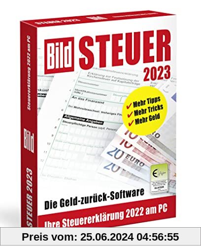 BILD Steuer 2023, Geld-zurück-Software für die Steuererklärung 2022, einfache Steuersoftware, CD-Version für Windows 11,