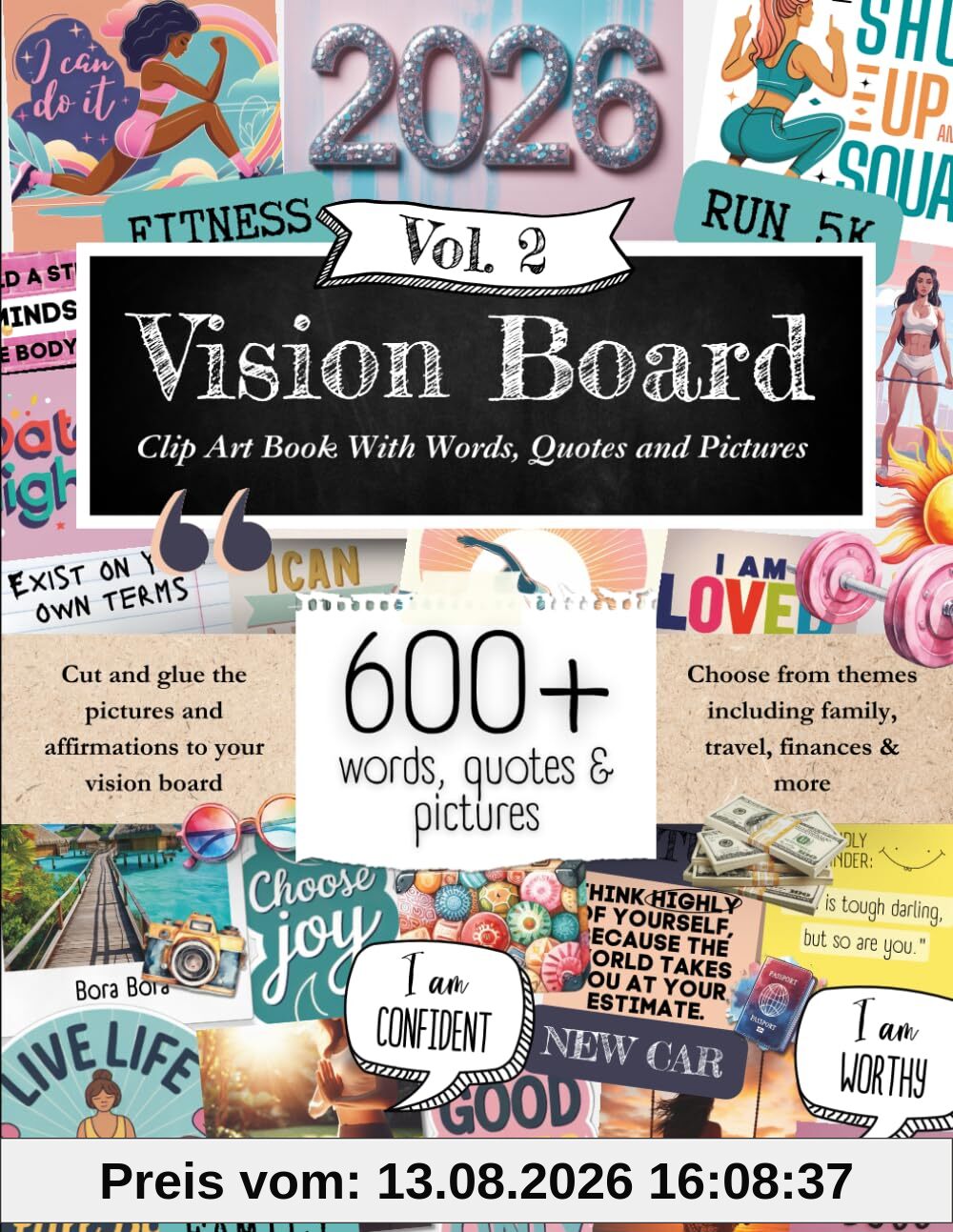 Vision Board Clip Art Book With Words, Quotes & Pictures Vol 2: Manifest Your Perfect Life With 600+ Inspirational Images, Powerful Words, Quotes and ... For Women (2026 Vision Board Supplies)
