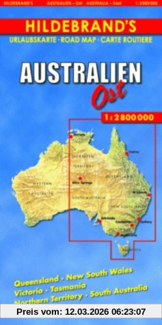 unbekannt Hildebrand's Urlaubskarten, Australien Ost, Queensland / New South Wales / Victoria / Tasmania / Northern Territory / South Australia. Bundesstaaten-