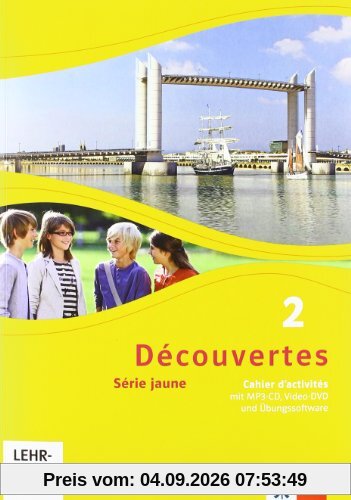 Découvertes 2. Série jaune ab Klasse 6. Cahier d'activités mit CD-ROM, MP3-CD und Video-DVD