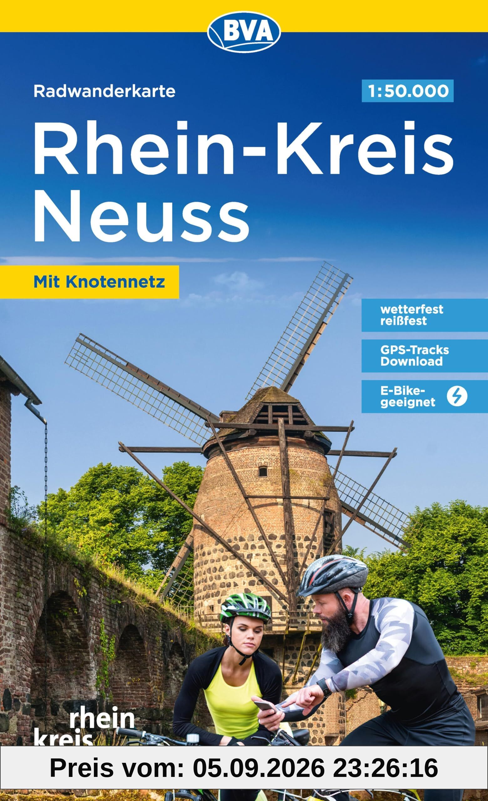 Radwanderkarte BVA Rhein-Kreis Neuss 1:50.000, reiß- und wetterfest, GPS-Tracks Download, mit Knotennetz (Radwanderkarte 1:50.000)