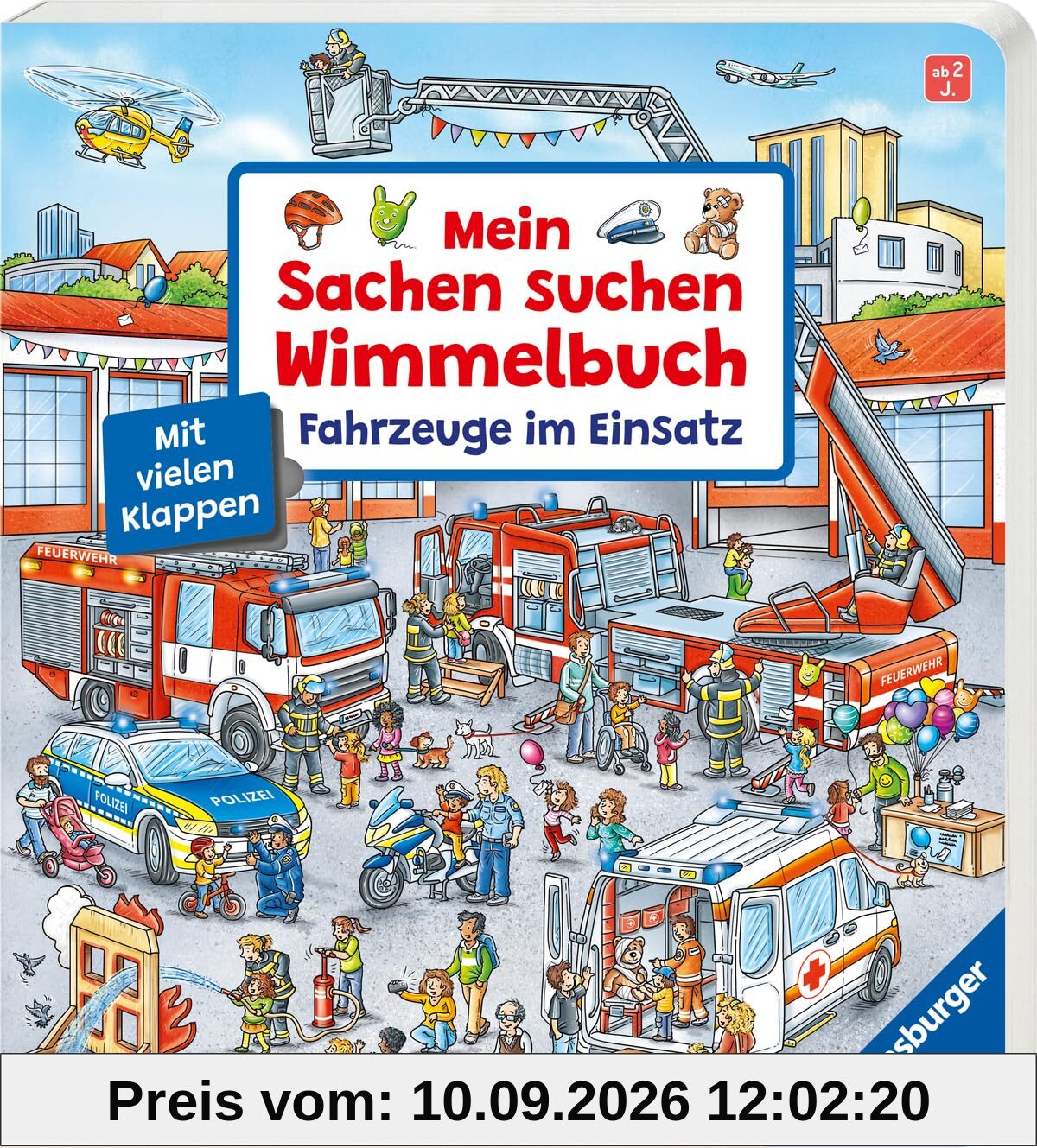 Mein Sachen suchen Wimmelbuch: Fahrzeuge im Einsatz, Pappbilderbuch mit Klappen ab 2 Jahren, Bilderbuch
