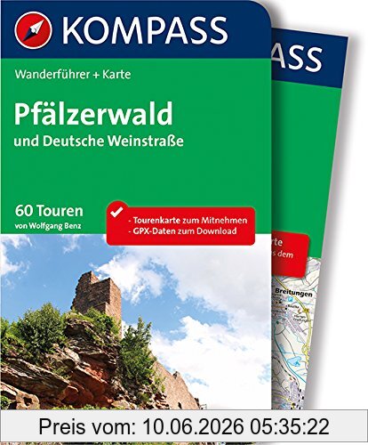 Wolfgang Benz Pfälzerwald Und Deutsche Weinstraße, Wanderführer Mit Extra Tourenkarte Zum Mitnehmen.