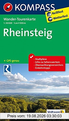 Kompass-Karten GmbH Rheinsteig, Wander-Tourenkarte. Gps-genau. 1, 50000 (Kompass-Wander-Tourenkarten)