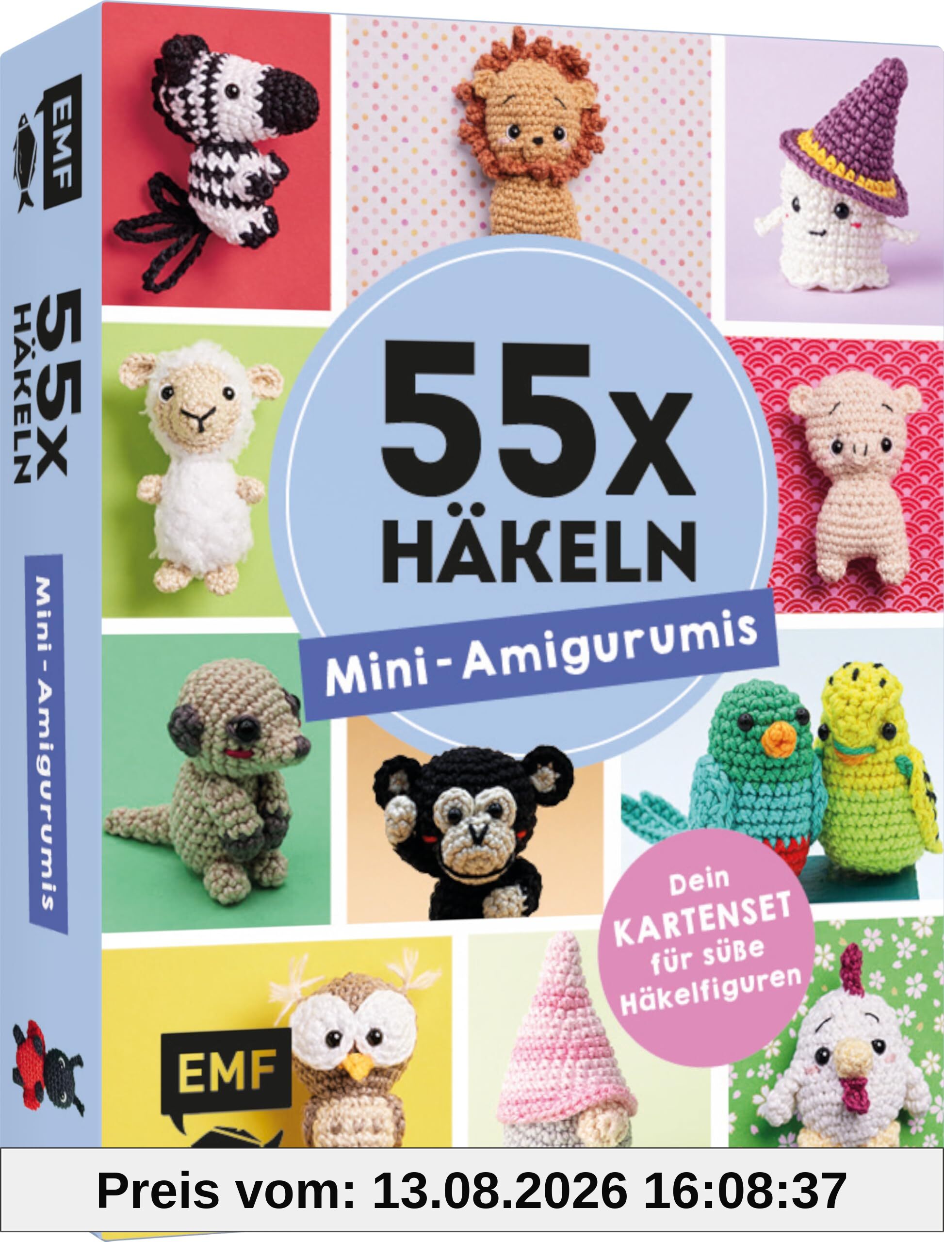 55 x häkeln – Mini-Amigurumis: Dein Kartenset von Wellensittich bis Wichtel: 55 Karten mit süßen Häkelfiguren zum Mitnehmen oder Verschenken | Mit allen Grundlagen im praktischen Booklet