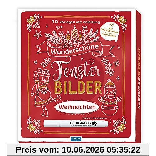 Trötsch Wunderschöne Fensterbilder mit Kreidemarker Mappe mit Vorlagen und Kreidemarker Weihnachten: Fensterbilderbuch Beschäftigungsbuch