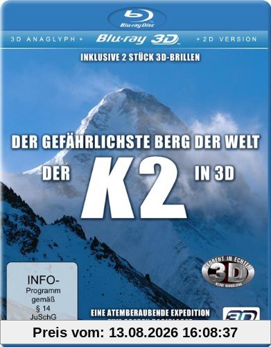 K2 in 3D - Der gefährlichste Berg der Welt (Real 3D + 3D anaglyph inkl. 2 Brillen + 2D-Version) [3D Blu-ray]