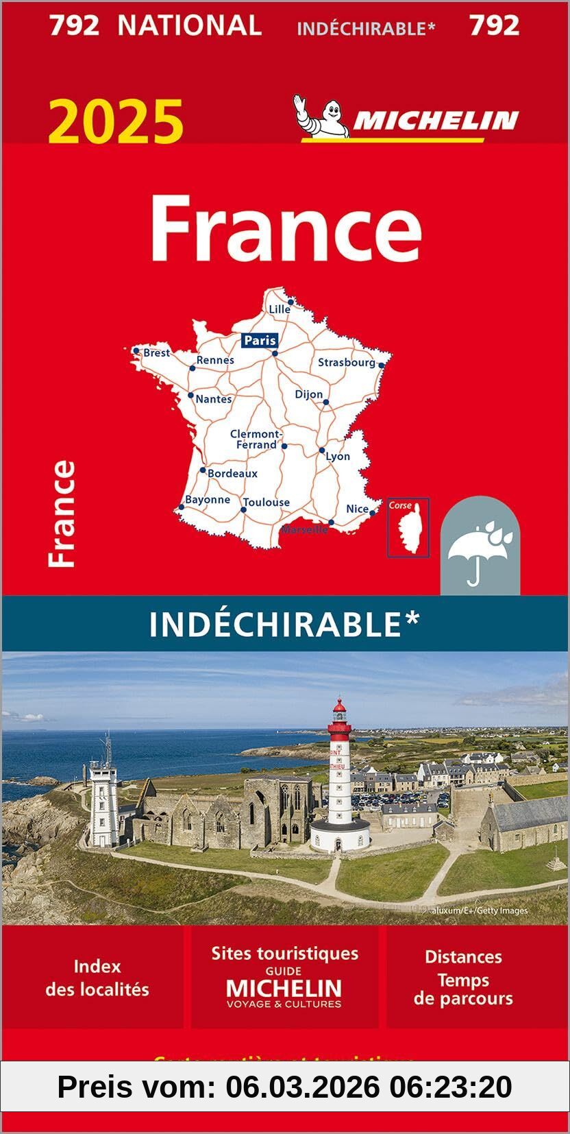 unbekannt Michelin Frankreich 2025 (widerstandsfähig), Wegenkaart Schaal 1 , 1.000.000 (Carte Nazionali)