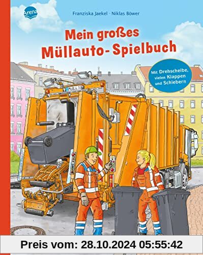 Mein großes Müllauto-Spielbuch: Pappbilderbuch mit Drehscheibe, vielen Klappen und Schiebern ab 2 Jahren