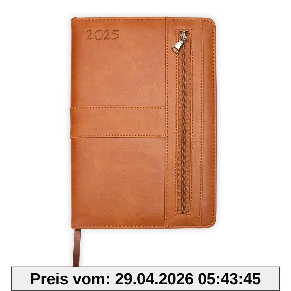 Trötsch Wochenplaner A5 mit Tasche Braun 2025: Wochenterminer
