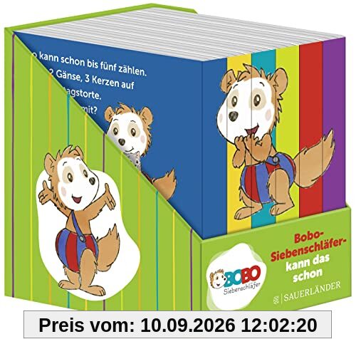 Bobo Siebenschläfer kann das schon: Allererstes Lernen: Farben, Zahlen, Jahreszeiten, Gegensätze, Draußen, Zuhause | Würfel-Box mit 6 Mini-Büchern