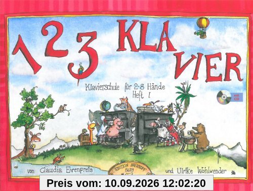 1 2 3 Klavier Klavierschule für 2 - 8 Hände. Heft 1 mit CD zu Heft 1 und 2 (EB 8619)