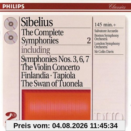 Salvatore Accardo Sibelius Sinfonien 3/6//7, Violinkonzert, Finlandia, Tapiola, Schwan Von Tuonela