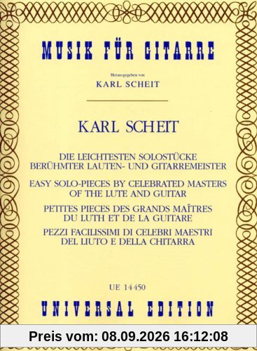 Die Leichtesten Solostuecke Beruehmter Lauten + Gitarremeister. Gitarre