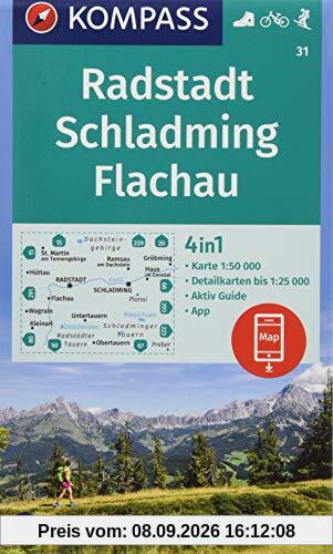 Radstadt, Schladming, Flachau: 4in1 Wanderkarte 1:50000 mit Aktiv Guide und Detailkarten inklusive Karte zur offline Verwendung in der KOMPASS-App. ... Skitouren. (KOMPASS-Wanderkarten, Band 31)