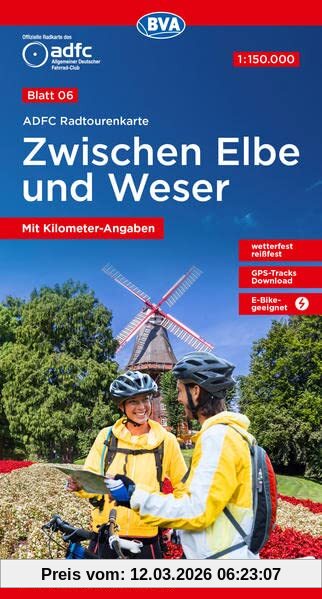 Allgemeiner Deutscher Fahrrad-Club e.V. (Adfc) Adfc-Radtourenkarte 6 Zwischen Elbe Und Weser 1, 150.000, Reiß- Und Wetterfest, Gps-Tracks Download (Adfc-Radtourenkarte 1, 150000)