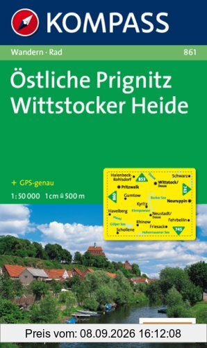 Östliche Prignitz - Wittstocker Heide 1 : 50 000: Wanderkarte mit Radrouten. GPS-genau