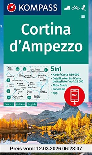 Kompass-Karten GmbH Kompass Wanderkarte 55 Cortina D'Ampezzo, 1, 50000