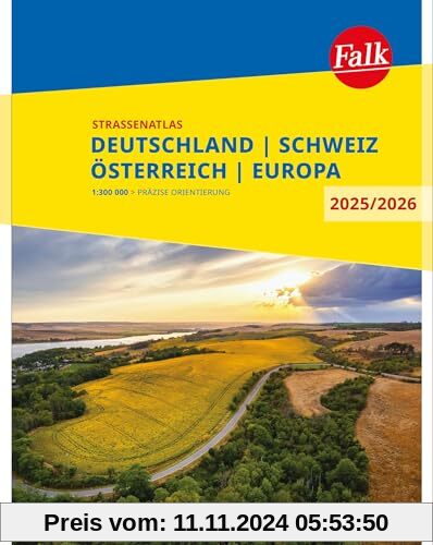 Falk Straßenatlas 2025/2026 Deutschland, Schweiz, Österreich 1:300.000: mit Europa 1:4,5 Mio. (Falk Atlas)