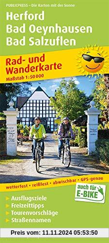 Herford, Bad Oeynhausen, Bad Salzuflen: Rad- und Wanderkarte mit Ausflugszielen, Einkehr- & Freizeittipps und Stadtpläne