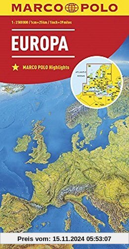 MARCO POLO Länderkarte Europa, physisch 1:2 500 000 (MARCO POLO Länderkarten)