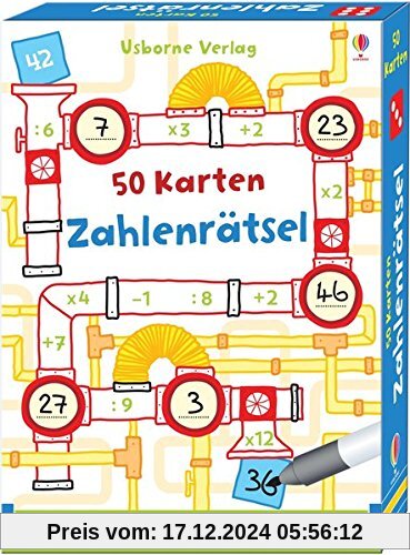 Zahlenrätsel: 50 Karten mit abwischbarem Stift