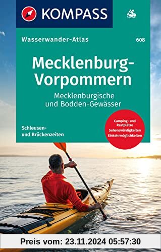 KOMPASS Wasserwanderatlas 608 Mecklenburg-Vorpommern: Mecklenburgische und Bodden-Gewässer, reiß.- und wetterfest, mit S