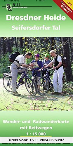 Dresdner Heide und Seifersdorfer Tal: Wander- und Radwanderkarte mit Reitwegen 1 : 15 000 GPS-fähig wetterfest reißfest