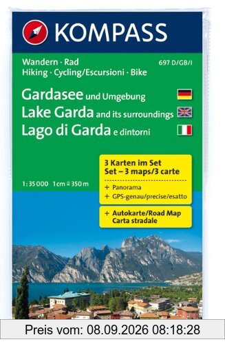 Gardasee und Umgebung - Lake Garda and its surroundings - Lago di Garda e dintorni: Wanderkarten-Set mit Panorama. GPS-genau. 1:35000