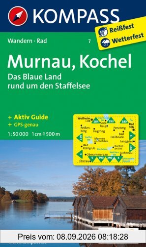 Murnau - Kochel - Das blaue Land rund um den Staffelsee: Wanderkarte mit Aktiv Guide und Radwegen. GPS-genau. 1:50000