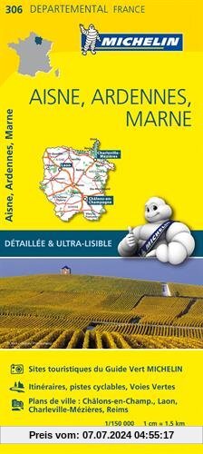 Carte Aisne, Ardennes, Marne Michelin