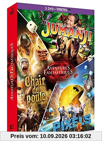 Coffret aventures fantastiques 3 films : jumanji ; chair de poule ; pixels [FR Import]