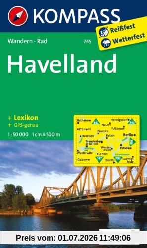 unbekannt Havelland 1 , 50 000, Wanderkarte Mit Kurzführer Und Radwegen. Gps-genau