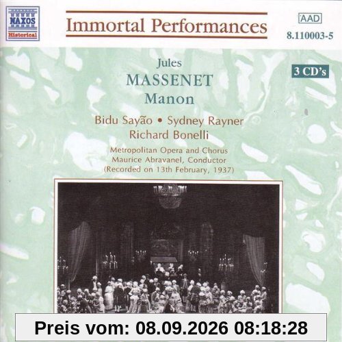Massenet: Manon (Gesamtaufnahme) (Aufnahme New York 13.02.1937)
