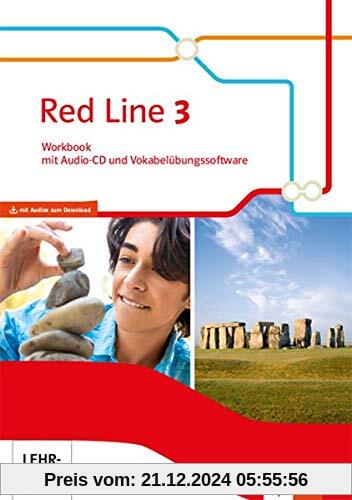 Red Line 3. Ausgabe Bayern: Workbook mit Audio-CD und Vokabelübungssoftware Klasse 7 (Red Line. Ausgabe für Bayern ab 20