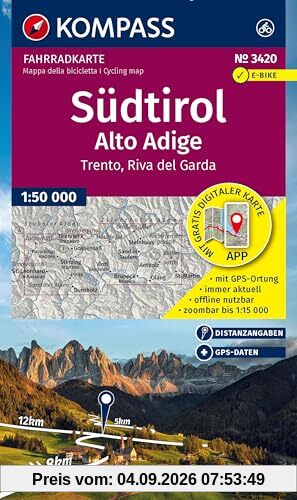 KOMPASS Fahrradkarte 3420 Südtirol / Alto Adige, Trento, Riva del Garda (4 Karten im Set) 1:50.000: mit allen Hauptwegen, Radfernwegen und Mountainbikewegen