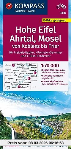 unbekannt Kompass Fahrradkarte 3338 Hohe Eifel, Ahrtal, Mosel, Von Koblenz Bis Trier 1, 70.000, Reiß- Und Wetterfest Mit Extra Stadtplänen