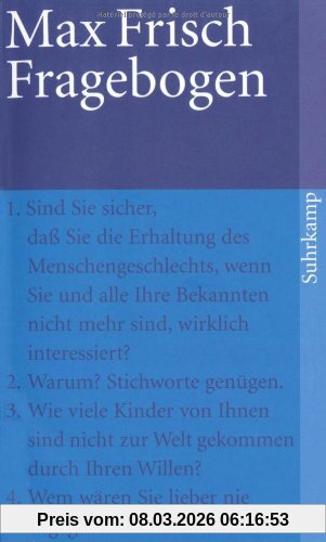 Max Frisch Fragebogen (suhrkamp Taschenbuch)