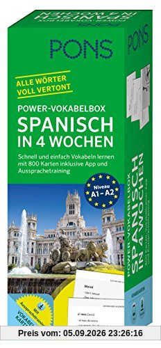 PONS Power-Vokabelbox Spanisch - Schnell und einfach Vokabeln lernen mit 800 Karten inklusive App und Aussprachetraining