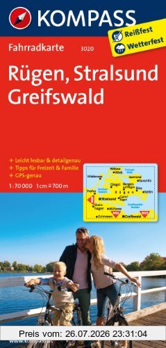 unbekannt Rügen - Stralsund - Greifswald 1 , 70 000, Fahrradkarte. Gps-genau