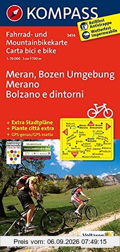 Meran, Bozen Umgebung - Merano, Bolzano e dintorni: Fahrrad- und Mountainbikekarte. GPS-genau. 1:70000 (KOMPASS-Fahrradkarten International, Band 3414)