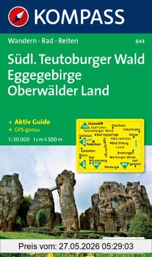 unbekannt Südlicher Teutoburger Wald - Eggegebirge - Oberwälder Land 1 , 50 000, Wanderkarte Mit Kurzführer Und Radwegen. Gps-genau