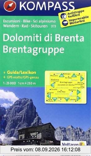 Dolomiti di Brenta - Brentagruppe: Wanderkarte mit Aktiv Guide, Radrouten und alpinen Skirouten. GPS-genau. Dt. /Ital. 1:25000